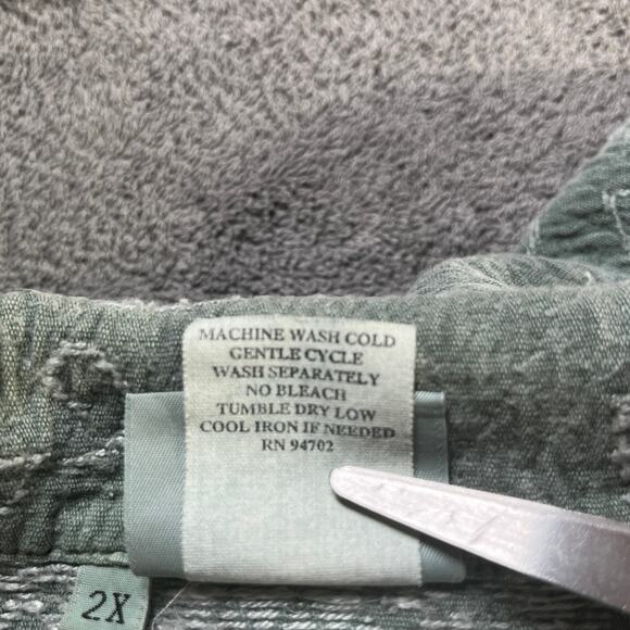 Hot Cotton Blazer Jacket Women 2X Green Floral Quilted Button Front Mature Artsy - Picture 7 of 9